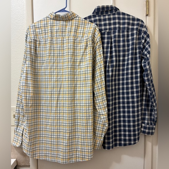 Orvis Shirt Mens Large TALL Classic Fit Wrinkle Free Plaid Two Yellow Blue - Picture 16 of 16